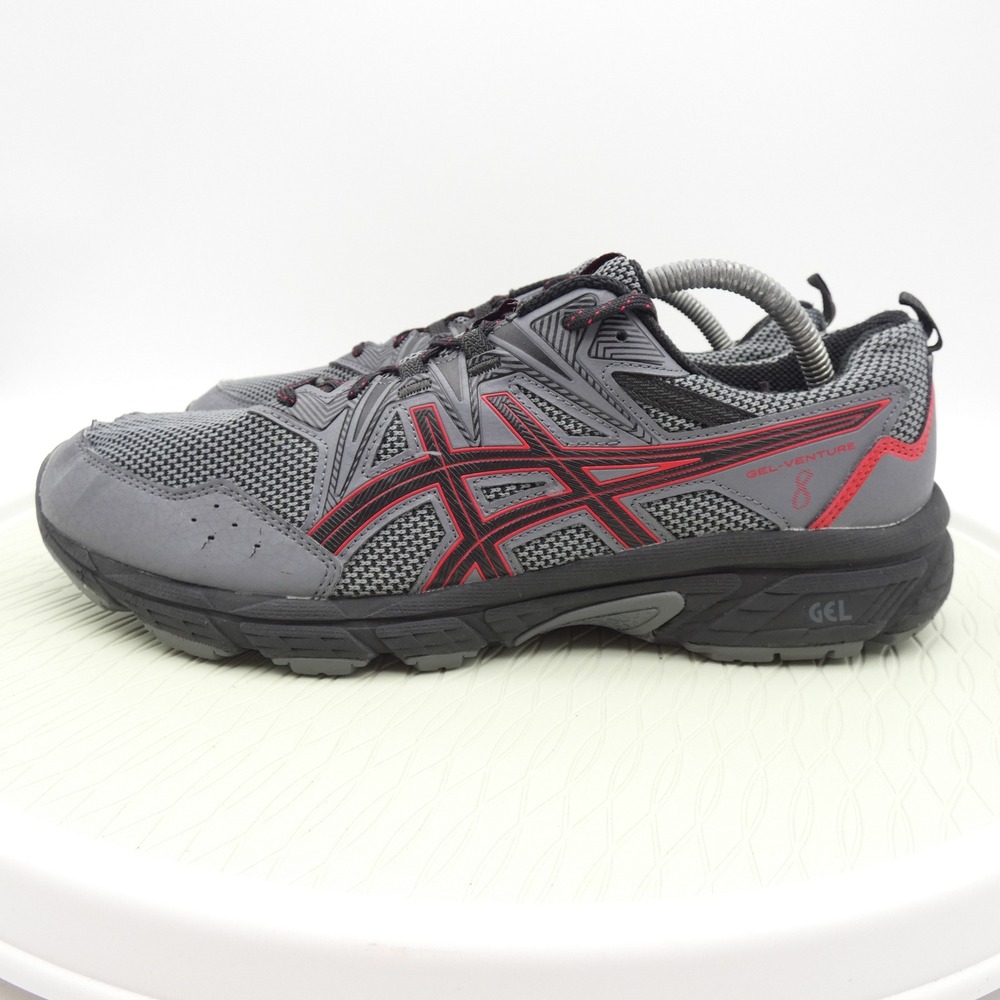 ASICS Gel-Venture 8 Mens 11 Extra Wide Grey Red Trail Running Shoes 1011B395